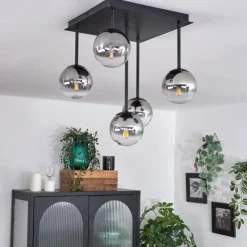 Suspension Verre Fumé-hofstein Plafonnier - Verre Chehalis Clair, Fumé, 5 lumières