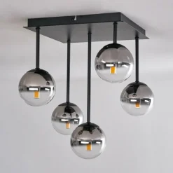 Suspension Verre Fumé-hofstein Plafonnier - Verre Chehalis Clair, Fumé, 5 lumières