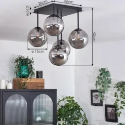 hofstein Plafonnier - Verre Chehalis Fumé, 5 lumières