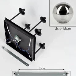 hofstein Plafonnier - Verre Chehalis Fumé, 5 lumières