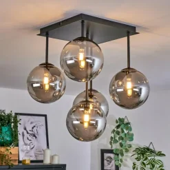 hofstein Plafonnier - Verre Chehalis Fumé, 5 lumières