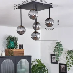 Lampes Dorées-hofstein Plafonnier - Verre Chehalis Or, Noir, 5 lumières