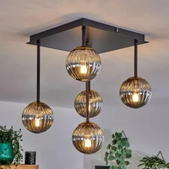 Lampes Dorées-hofstein Plafonnier - Verre Chehalis Or, Noir, 5 lumières