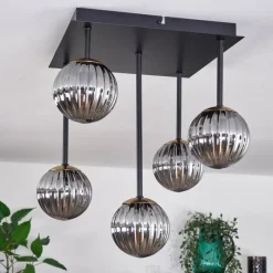 Lampes Dorées-hofstein Plafonnier - Verre Chehalis Or, Noir, 5 lumières