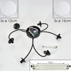 hofstein Plafonnier - Verre Chehalis Noir, 6 lumières