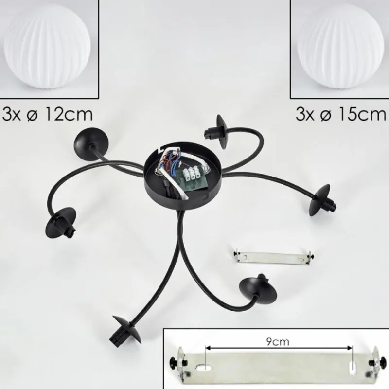 hofstein Plafonnier - Verre Chehalis Noir, 6 lumières