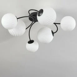 hofstein Plafonnier - Verre Chehalis Noir, 6 lumières