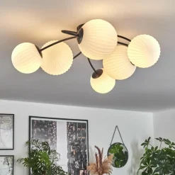 hofstein Plafonnier - Verre Chehalis Noir, 6 lumières