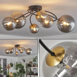 Lampes Dorées-hofstein Plafonnier - Verre Chehalis Or, Noir, 6 lumières