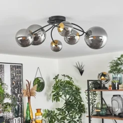 Lampes Dorées-hofstein Plafonnier - Verre Chehalis Or, Noir, 6 lumières