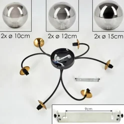 Lampes Dorées-hofstein Plafonnier - Verre Chehalis Or, Noir, 6 lumières