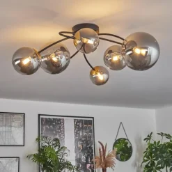 Lampes Dorées-hofstein Plafonnier - Verre Chehalis Or, Noir, 6 lumières