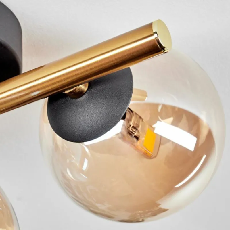 hofstein Plafonnier - Verre Chehalis Or, Noir, 3 lumières