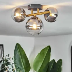 Lampes Dorées-hofstein Plafonnier - Verre Chehalis Or, Noir, 3 lumières