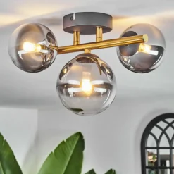 Lampes Dorées-hofstein Plafonnier - Verre Chehalis Or, Noir, 3 lumières