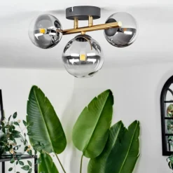 Lampes Dorées-hofstein Plafonnier - Verre Chehalis Or, Noir, 3 lumières