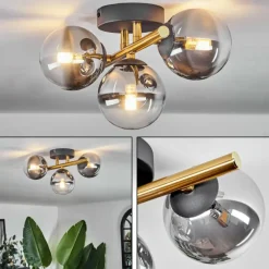 Lampes Dorées-hofstein Plafonnier - Verre Chehalis Or, Noir, 3 lumières