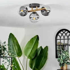 Lampes Dorées-hofstein Plafonnier - Verre Chehalis Or, Noir, 3 lumières