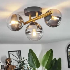 Lampes Dorées-hofstein Plafonnier - Verre Chehalis Or, Noir, 3 lumières