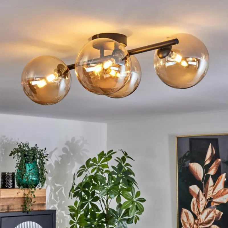 hofstein Plafonnier - Verre Chehalis Ambre, 4 lumières