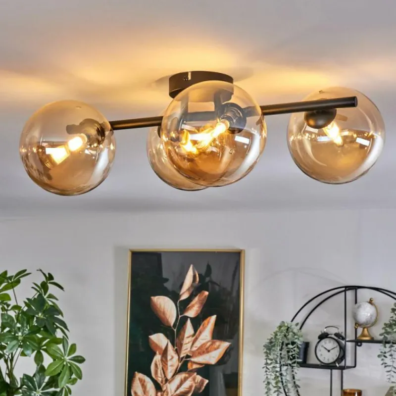 hofstein Plafonnier - Verre Chehalis Ambre, 4 lumières