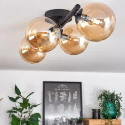 hofstein Plafonnier - Verre Chehalis Ambre, 4 lumières