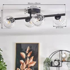 hofstein Plafonnier - Verre Chehalis Clair, 4 lumières