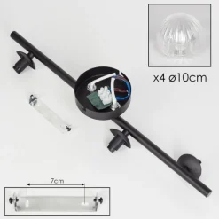 hofstein Plafonnier - Verre Chehalis Clair, 4 lumières