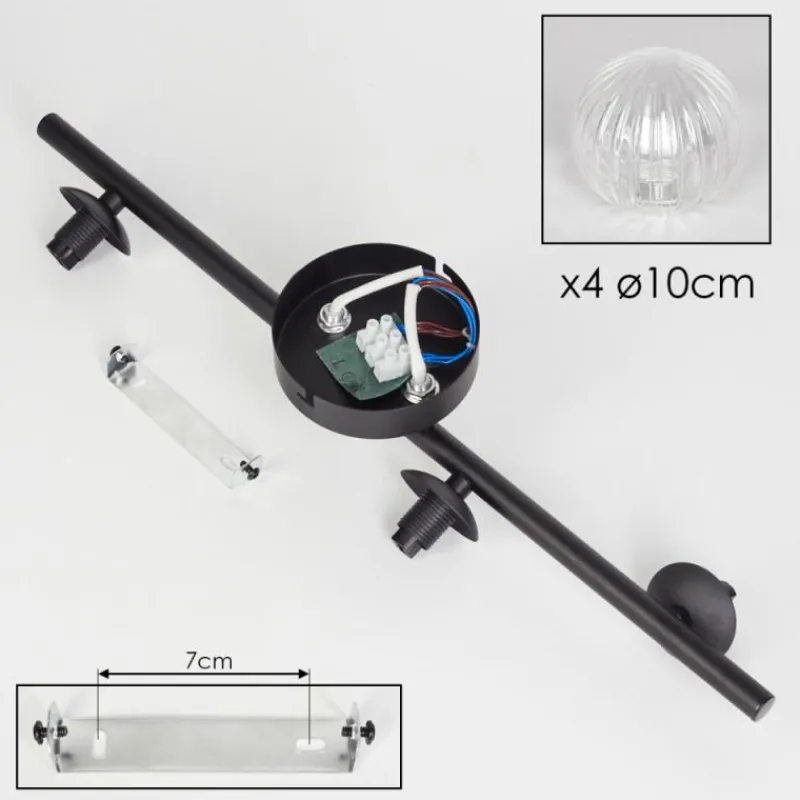 hofstein Plafonnier - Verre Chehalis Clair, 4 lumières