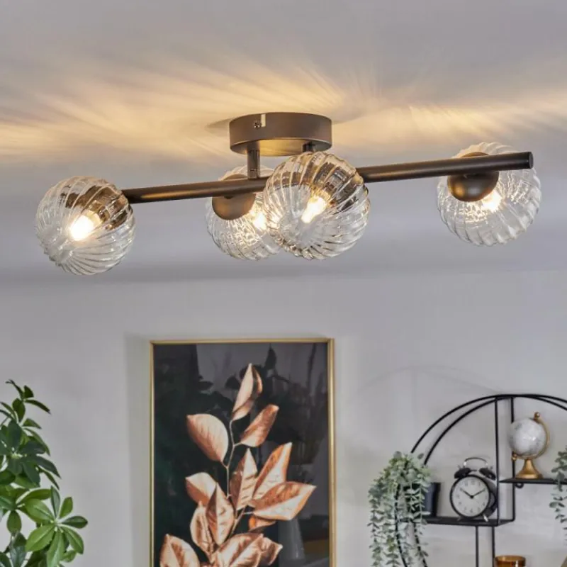 hofstein Plafonnier - Verre Chehalis Clair, 4 lumières