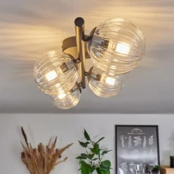 hofstein Plafonnier - Verre Chehalis Clair, 4 lumières