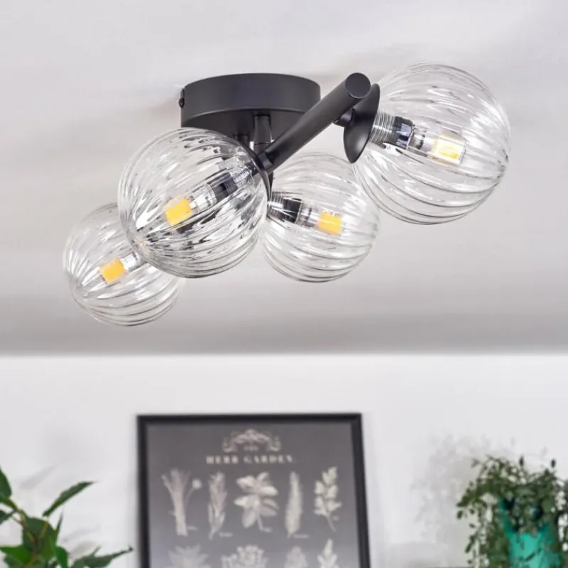 hofstein Plafonnier - Verre Chehalis Clair, 4 lumières