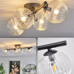 hofstein Plafonnier - Verre Chehalis Clair, 4 lumières