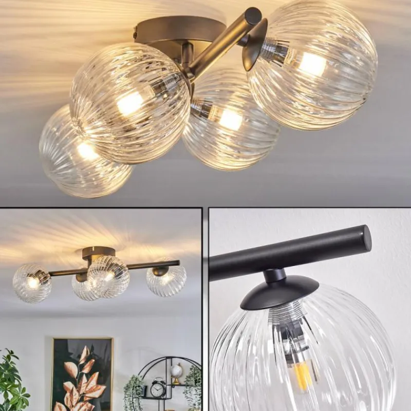 hofstein Plafonnier - Verre Chehalis Clair, 4 lumières