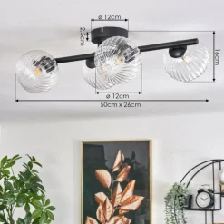 hofstein Plafonnier - Verre Chehalis Clair, 4 lumières