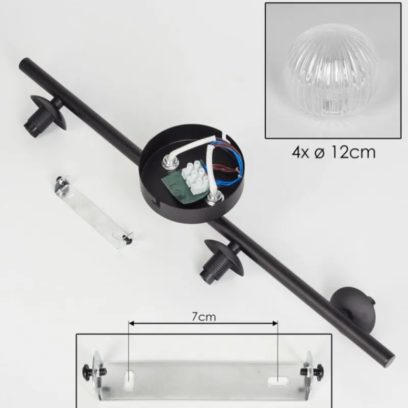 hofstein Plafonnier - Verre Chehalis Clair, 4 lumières