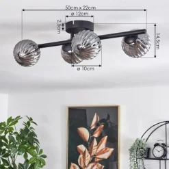 Suspension Verre Fumé-hofstein Plafonnier - Verre Chehalis Fumé, 4 lumières