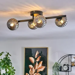 Suspension Verre Fumé-hofstein Plafonnier - Verre Chehalis Fumé, 4 lumières