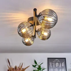 Suspension Verre Fumé-hofstein Plafonnier - Verre Chehalis Fumé, 4 lumières