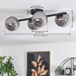 hofstein Plafonnier - Verre Chehalis Fumé, 4 lumières