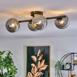 hofstein Plafonnier - Verre Chehalis Fumé, 4 lumières