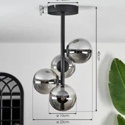 hofstein Plafonnier - Verre Chehalis Fumé, 4 lumières