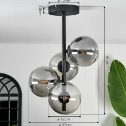 hofstein Plafonnier - Verre Chehalis Fumé, 4 lumières