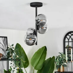 hofstein Plafonnier - Verre Chehalis Clair, Fumé, 4 lumières