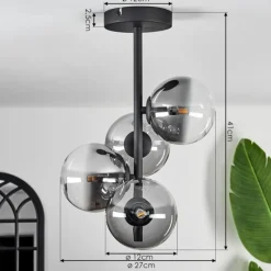 hofstein Plafonnier - Verre Chehalis Clair, Fumé, 4 lumières