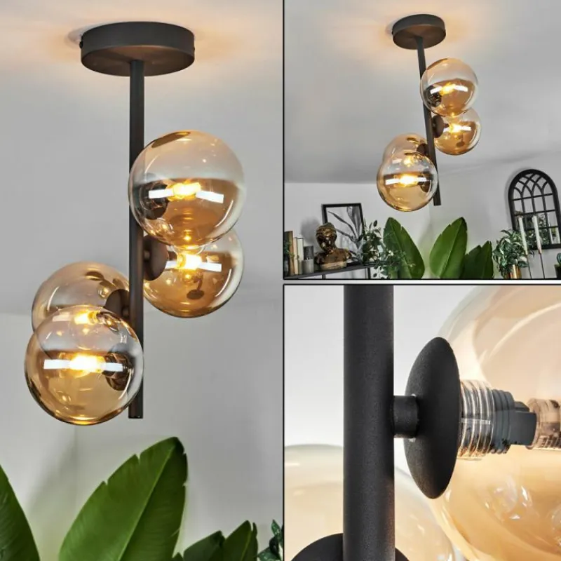 hofstein Plafonnier - Verre Chehalis Ambre, 4 lumières