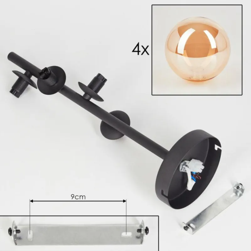hofstein Plafonnier - Verre Chehalis Ambre, 4 lumières