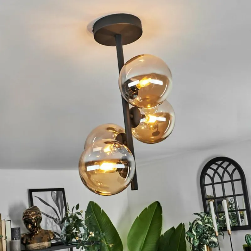 hofstein Plafonnier - Verre Chehalis Ambre, 4 lumières