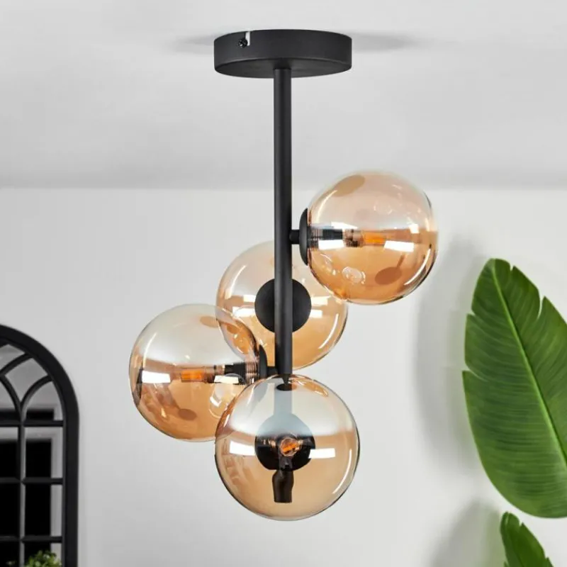 hofstein Plafonnier - Verre Chehalis Ambre, 4 lumières