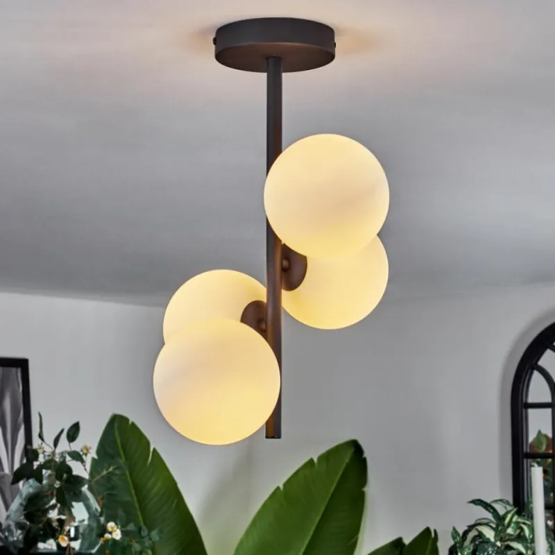 hofstein Plafonnier - Verre Chehalis Blanc, 4 lumières